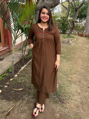 Brown Pintucks Co-ord Set by MySanskritam