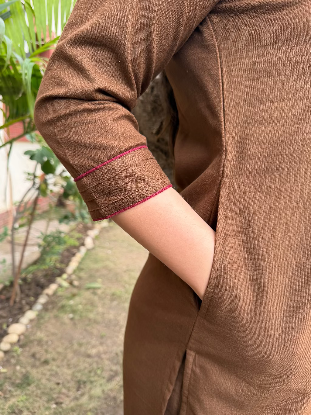 Brown Pintucks Co-ord Set detailing by MySanskritam