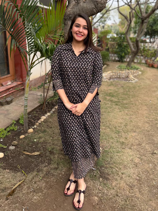Black Buti Ajrakh Co-ord Set by MySanskritam