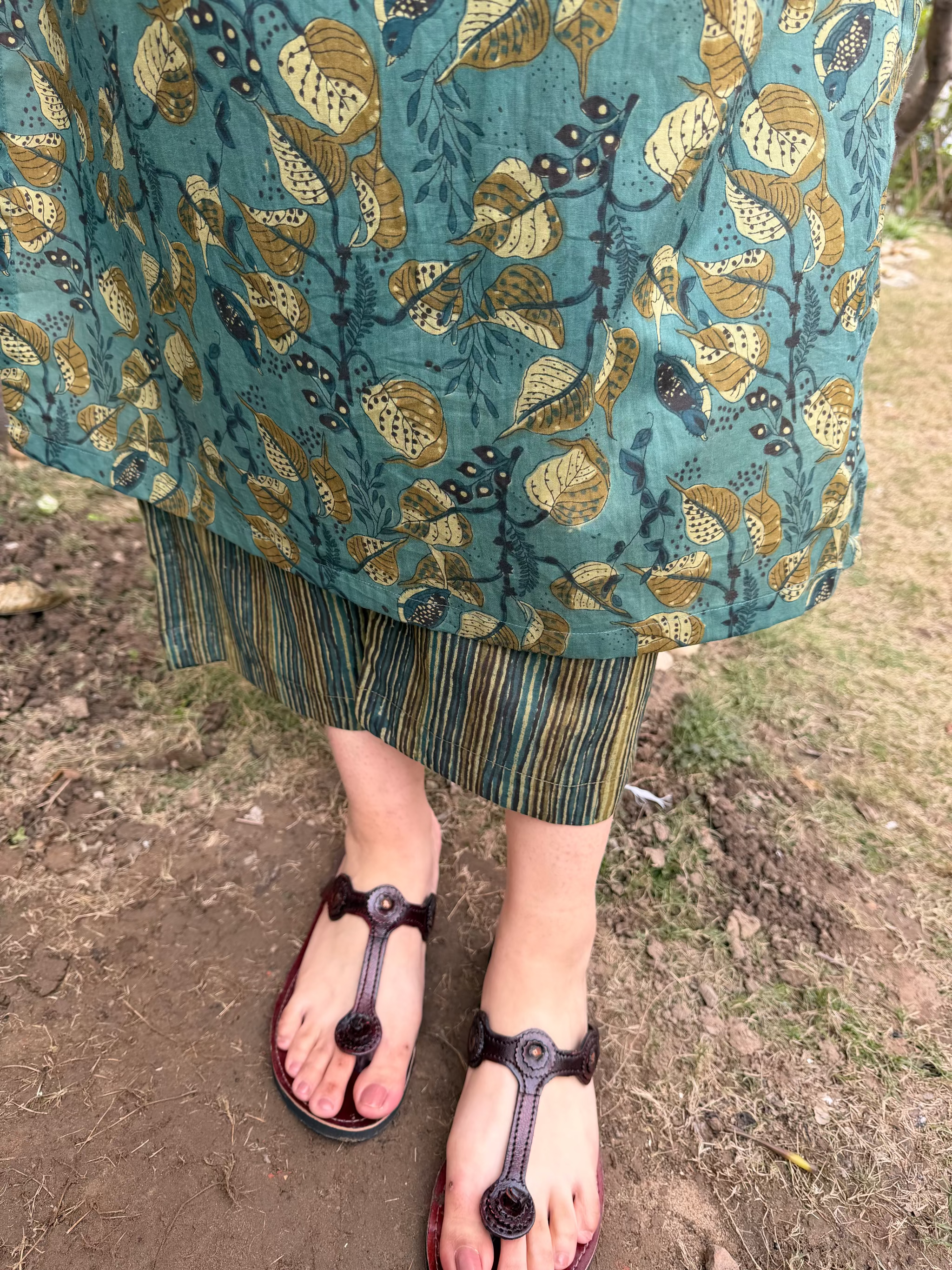 Green Floral Ajrakh Co-ord Set Pants by MySaskritam