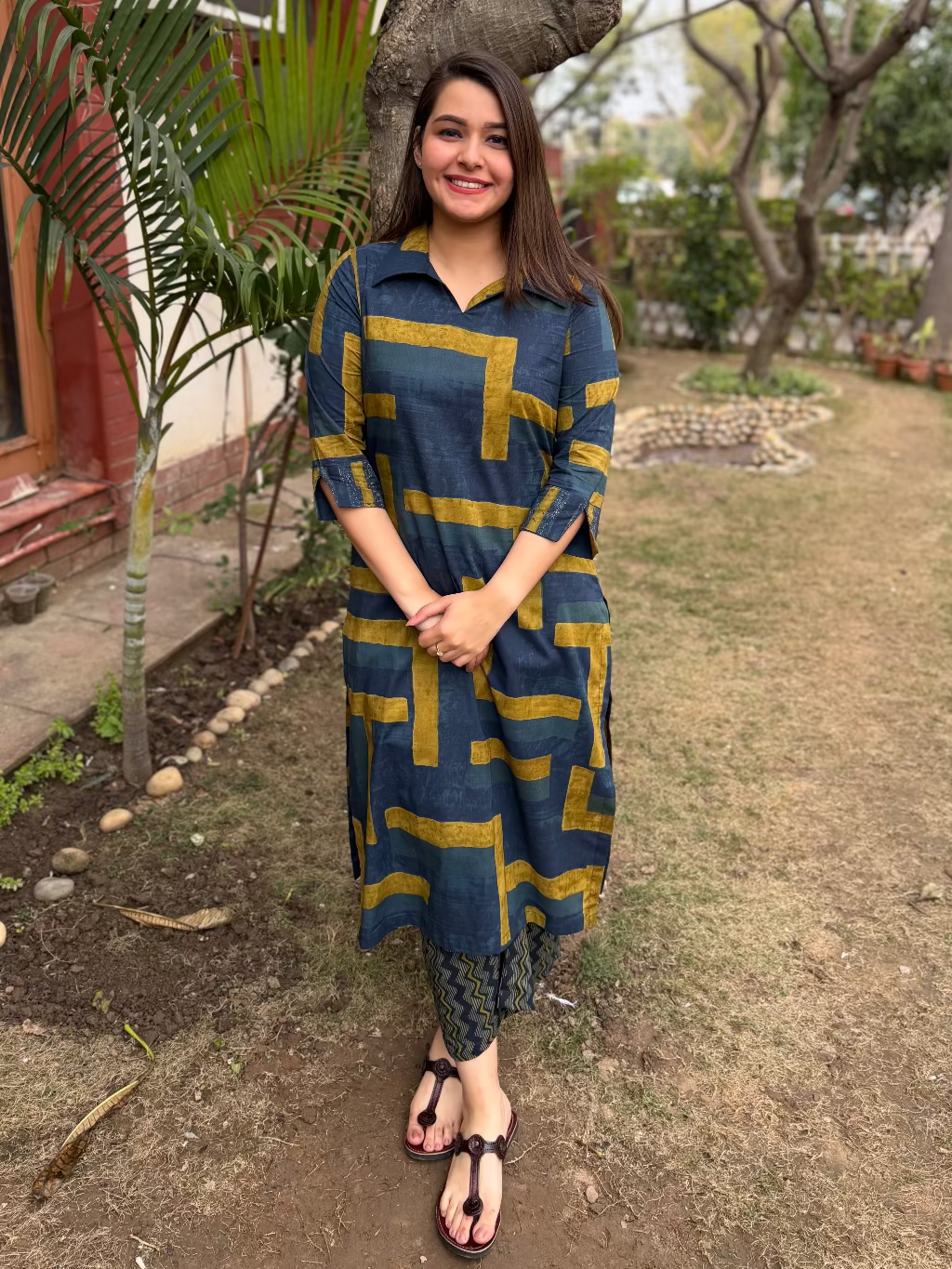 Blue Collar Geometric Coord Set by MySanskritam