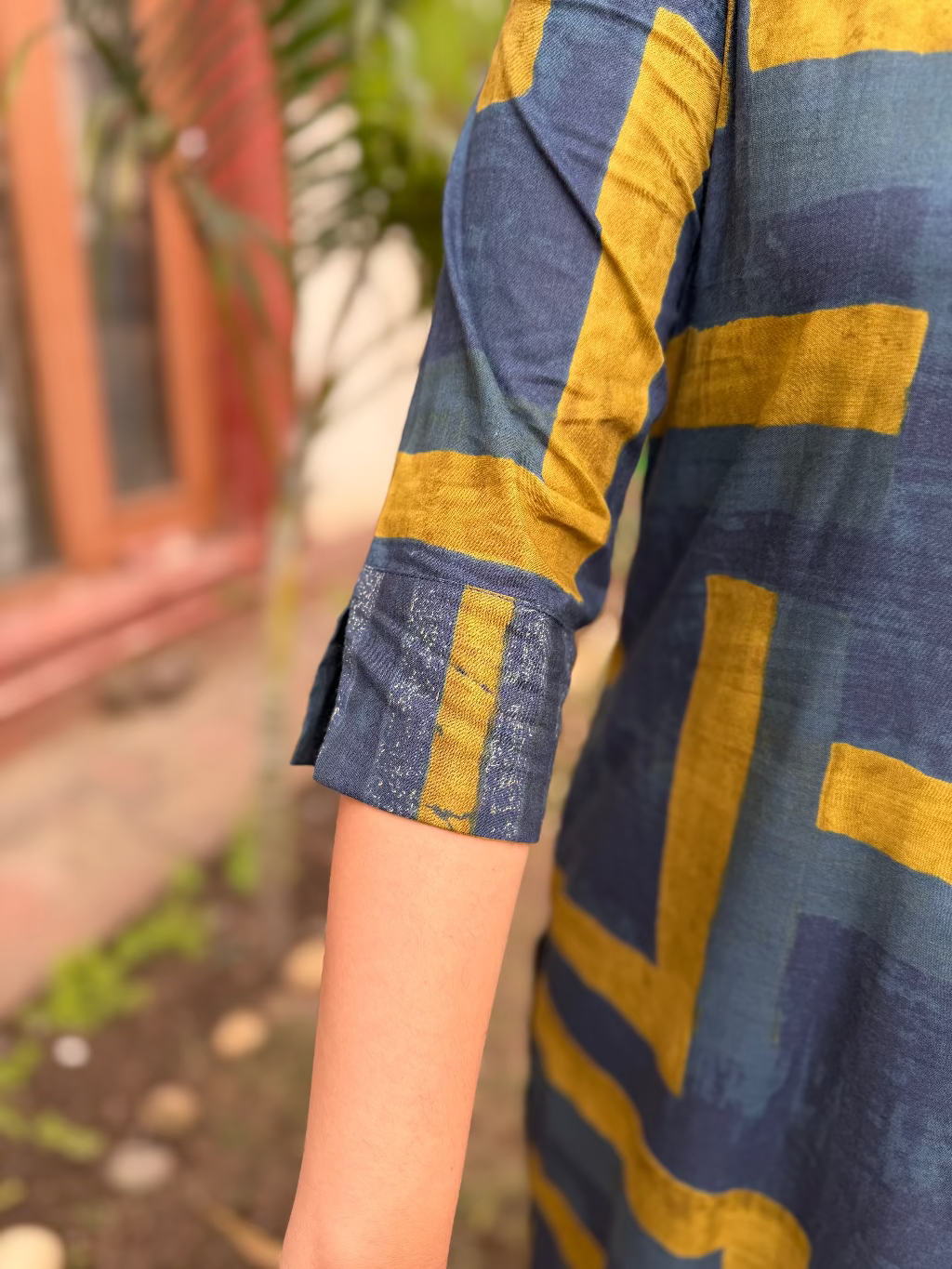 Blue Collar Geometric Coord Set Sleeve by MySanskritam