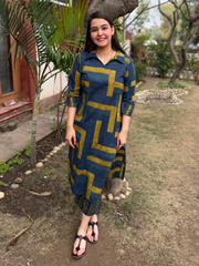 Blue Collar Geometric Coord Set by MySanskritam