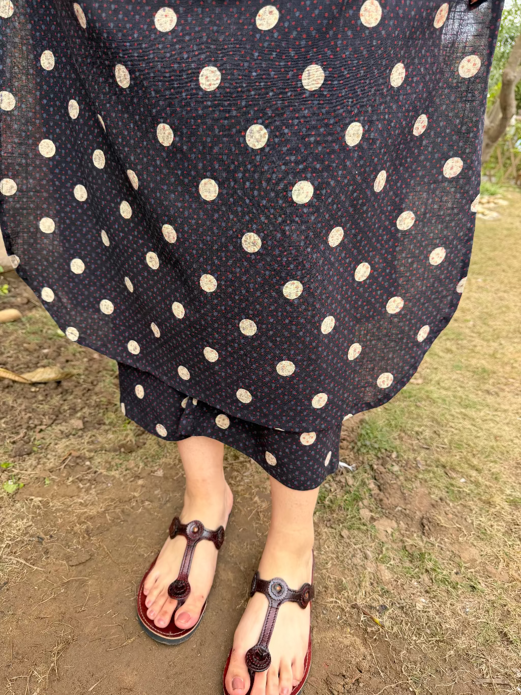 Black polka dots Ajrakh Co-ord Set Pants by MySanskritam