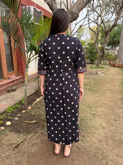 Black polka dots Ajrakh Co-ord Set from the back by MySanskritam