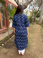 Ink Blue Flower Kurta fromm the back By MySanskritam