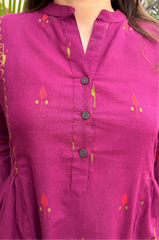 Burgundy Kurta close up by MySanskritam
