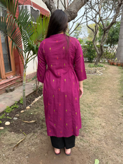 Burgundy Kurta with side gather from back by MySanskritam
