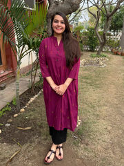 Burgundy Kurta with side gather from MySanskritam