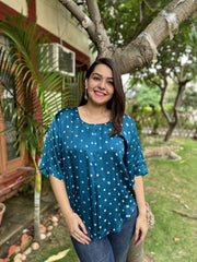 peacock Bandhini Modal silk free flow top
