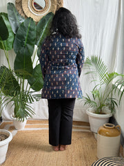 Blue Handblock Leaf Ajrakh print kurti