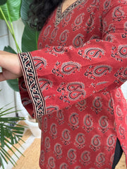 Maroon Ambi Ajrakh Kurti