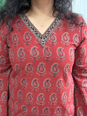 Maroon Ambi Ajrakh Kurti