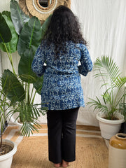 Indigo Bloom Handblock short Kurti
