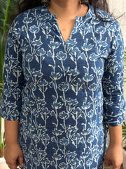 Indigo Bloom Handblock short Kurti