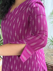 Dark Magenta ikkat A-line kurta with pocket