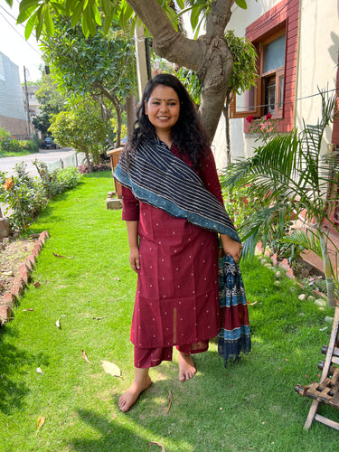 Maroon buti south cotton full suit set