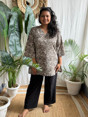 Brown Ambi handblock kurti