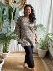 Brown Ambi handblock kurti