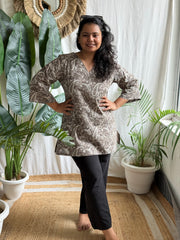 Brown Ambi handblock kurti