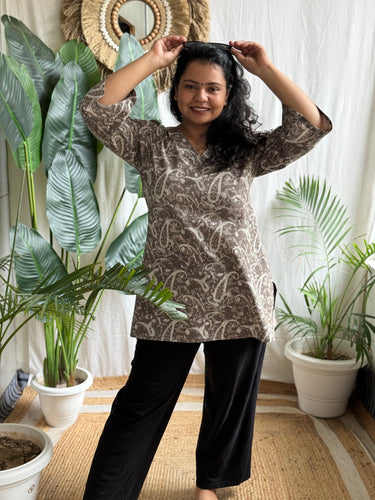 Brown Ambi handblock kurti