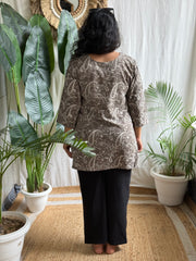 Brown Ambi handblock kurti