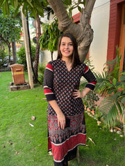 Black Designer Ajrakh Kurta