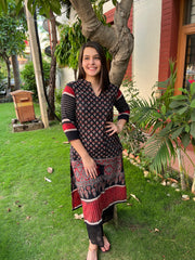 Black Designer Ajrakh Kurta