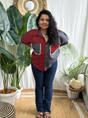 Indigo maroon contrast shirt