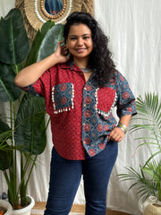 Indigo maroon contrast shirt