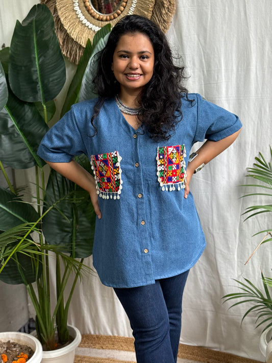 Denim Boho patchwork shirt