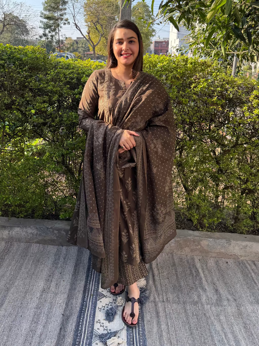 Brown Buti Aline Full Suit Set by Sanskritam