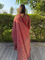 Maroon Geometric Full Suit Set from the back  by MySanskritam