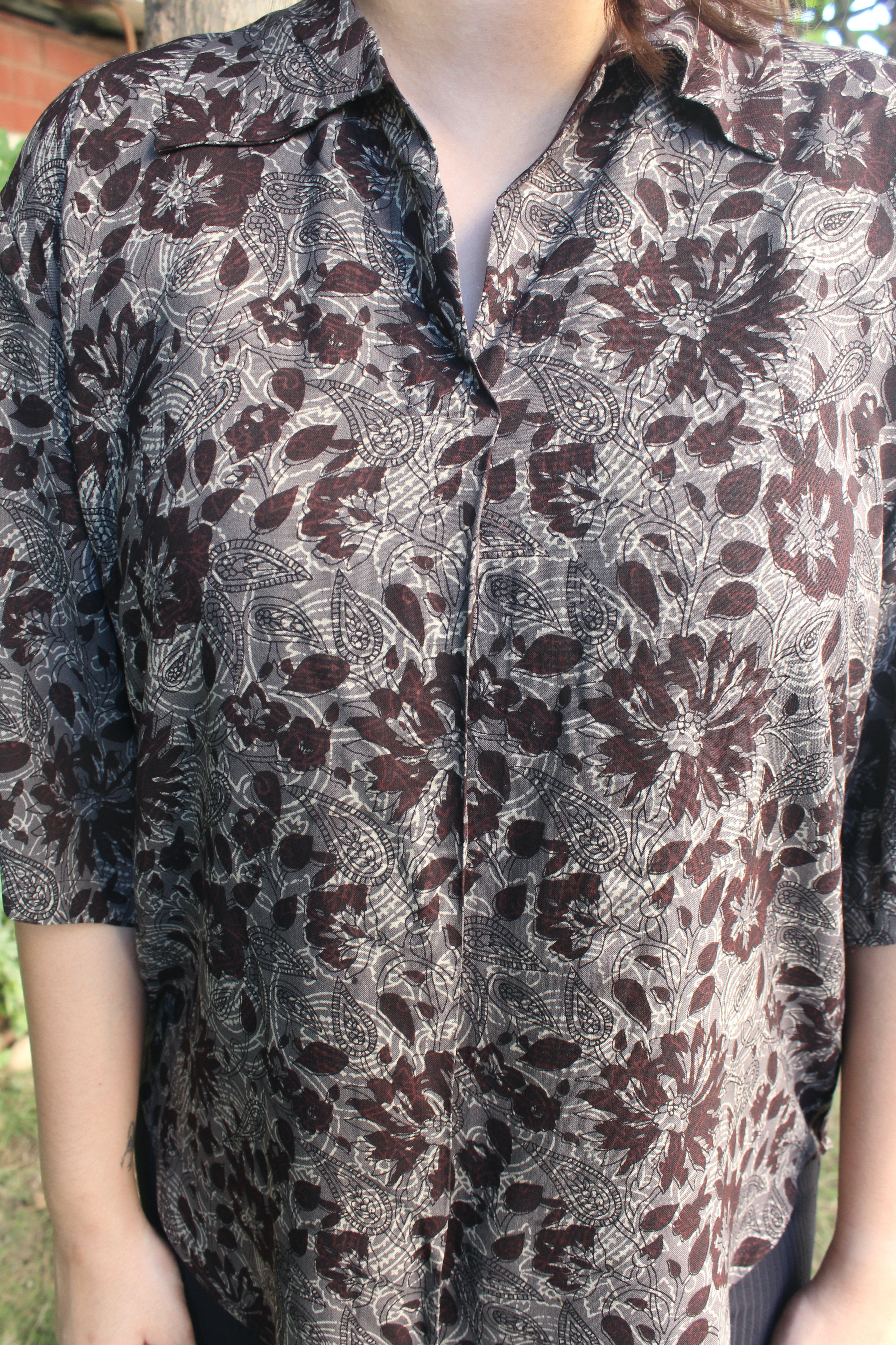 Black floral free flow Rayon top - MYSANSKRITAM