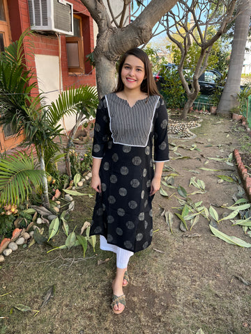 Black Circle Yoke Kurti - MYSANSKRITAM