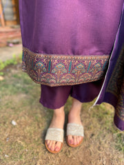 Purple solid Woollen full suit set