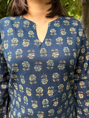 Blue flower kurti with farshi salwar