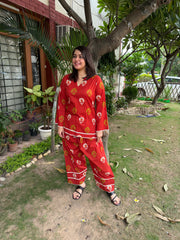 Orange flower kurti with farshi salwar