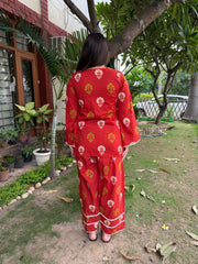 Orange flower kurti with farshi salwar