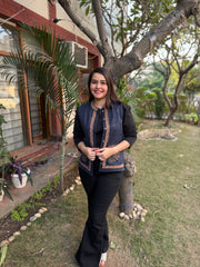 Indigo Embroidered woollen Sidra (Waist coat)