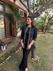 Indigo Embroidered woollen Sidra (Waist coat)