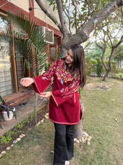 Maroon Phiran style Short kurti