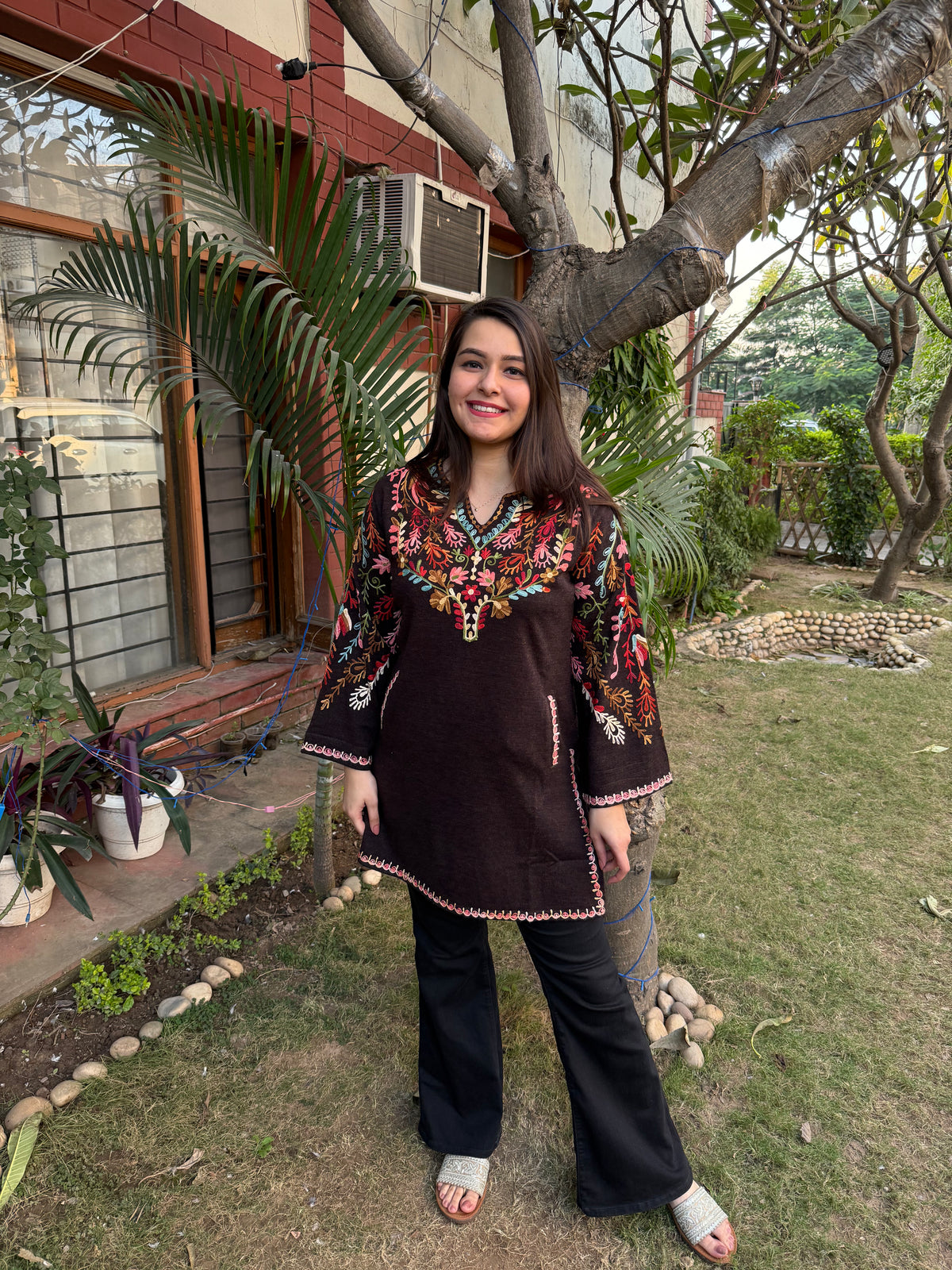 Brown Phiran style Short kurti