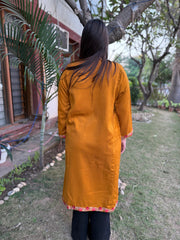 Mustard embroidered Phiran (Loose fitting)