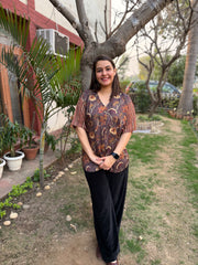 Brown floral digital printed Shirt