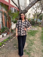 Black beige digital printed shirt