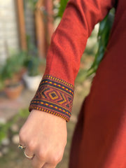 Rust Border solid woollen coord set