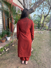 Rust Border solid woollen coord set