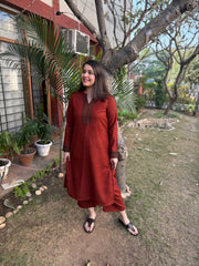 Rust Border solid woollen coord set