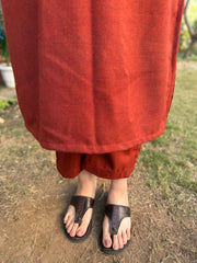 Rust Border solid woollen coord set